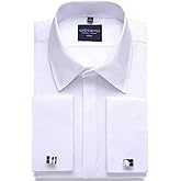 Alimens & Gentle Men's Dress Shirts French Cuff Long Sleeve Regular Fit Formal Tuxedo Cufflinks Shirt