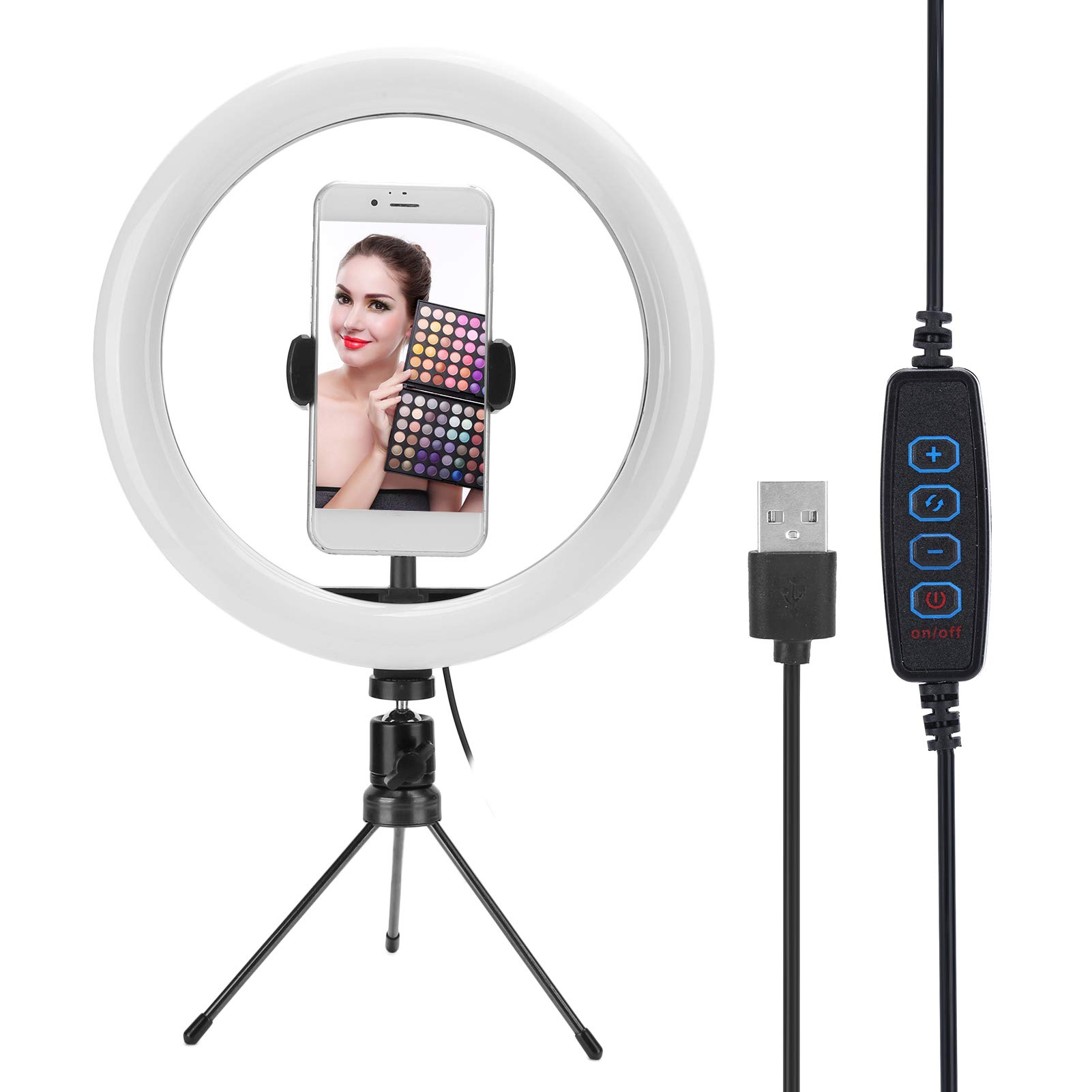 fasient1 Ring Light, 10" LED Ring Fill Light Tripod Photo Video LED Lighting Kit, Adjustable 3 Color Temperature, 10 Gears Brightness, for Tiktok Portrait for YouTube Video, Makeup