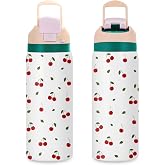 Cherry 32oz Insulated Water Bottle, Women Gift, Handle and 2-in-1 Lid, 1PCS | Insulated Stainless Steel Tumbler with Leak Proof Locking for Sports, Gym, Travel, Birthday Gift for Women Girls Friends