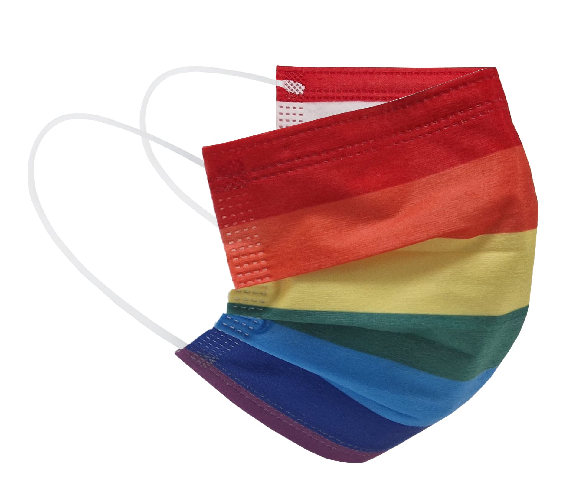Komonee Disposable Rainbow Face Masks: 3 Ply High Filtration & Dustproof Mouth Cover Covering – Protective Breathable Masks For Men Women – Outdoors Indoors Workplace Shops