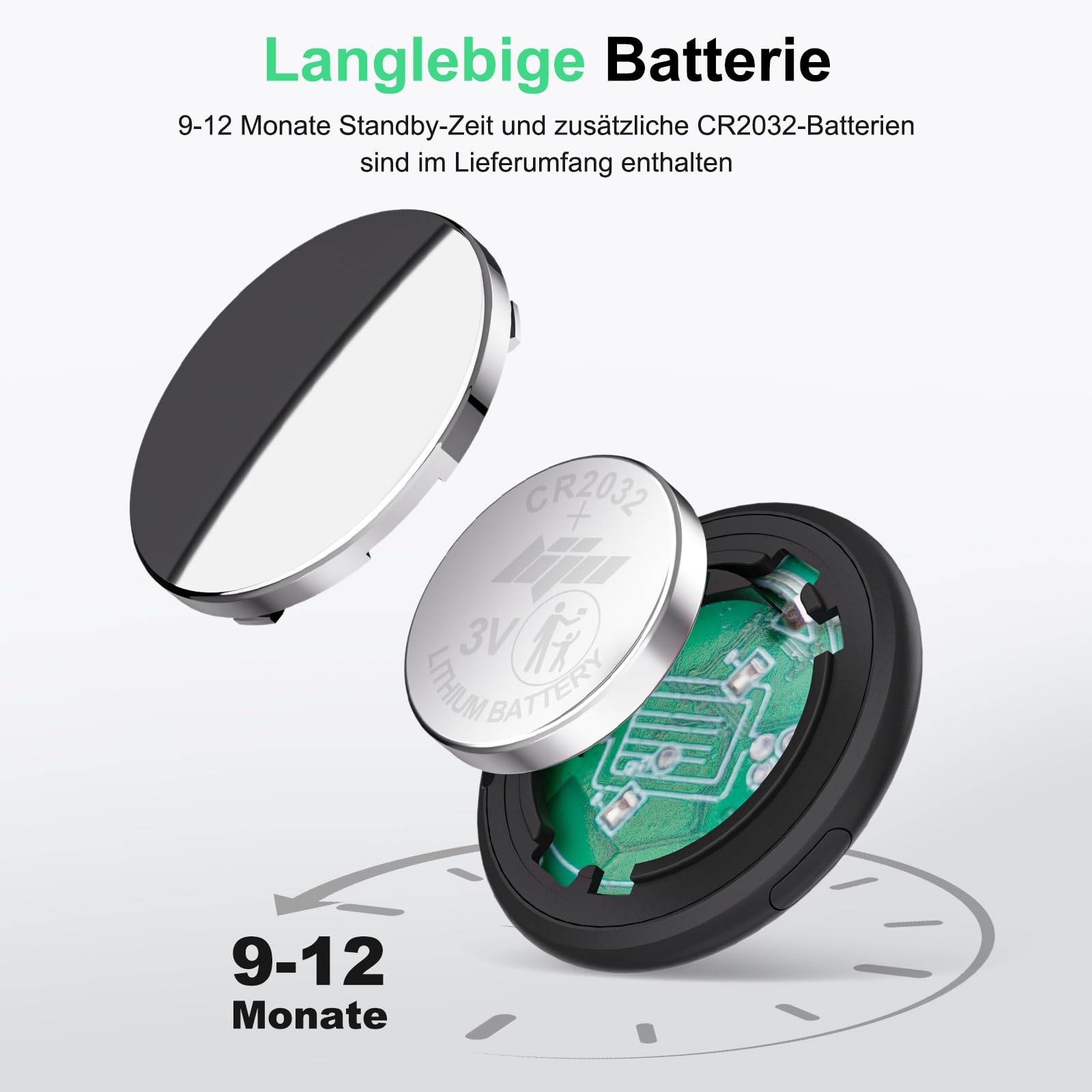 [Apple MFi-Zertifiziert] Air Tracker Tag kompatibel mit Apple Wo ist? (nur iOS) Inklusive Ersatzbatterie, Smart Tracker Tagg Finder für Schlüssel, Fahrrad, Wallet, Koffer, Reisepässe (Schwarz, 4-Pack) 7