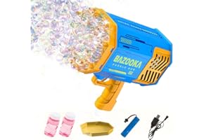 LUSJNGE Bubble Gun Bubble Machine Gun 69 Holes Automatic Bubbles Machine for Kids Adults Outdoor Toys Gift for Birthday Wedding Party Bubble Blaster for Indoor Bubble Blower Toddlers - Blue Bubble Makers