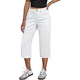 GRAPENT Capri Jeans for Women Mid Rise Straight Leg Casual Relaxed Fit Summer Cropped Stretchy Denim Capris Pants