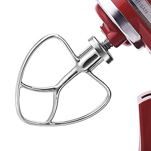 Polished Stainless Steel Flat Beater for Kitchenaid 4.5 Qt - 5 Qt Tilt-Stand Mixer Attachments for Kitchen Paddle, Baking - Pastry, Pasta Dough, Lcing, Mixing Accessory - Dishwasher Safe