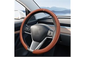 XINLIYA Car Steering Wheel Cover, Comfortable Nappa Leather Vehicle Steering Wheel Protector with Non-Slip Carbon Fiber Inner