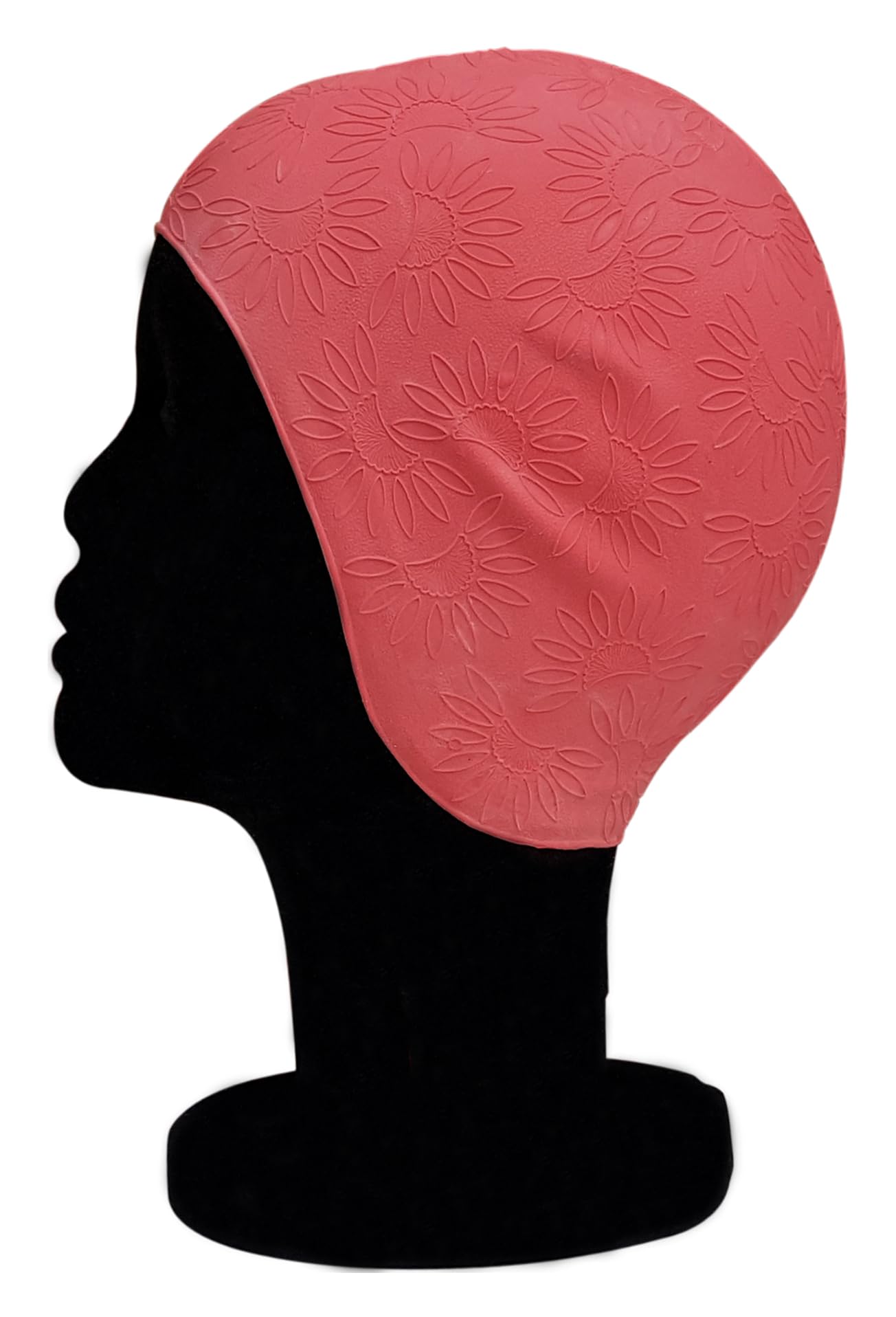 Blue Reef Moulded 3D Rubber Embossed Sunflower Design Vintage Style Ladies Strapless Swimming Hat Swim Cap One Size Small Adults Bathing Hat (Pink)