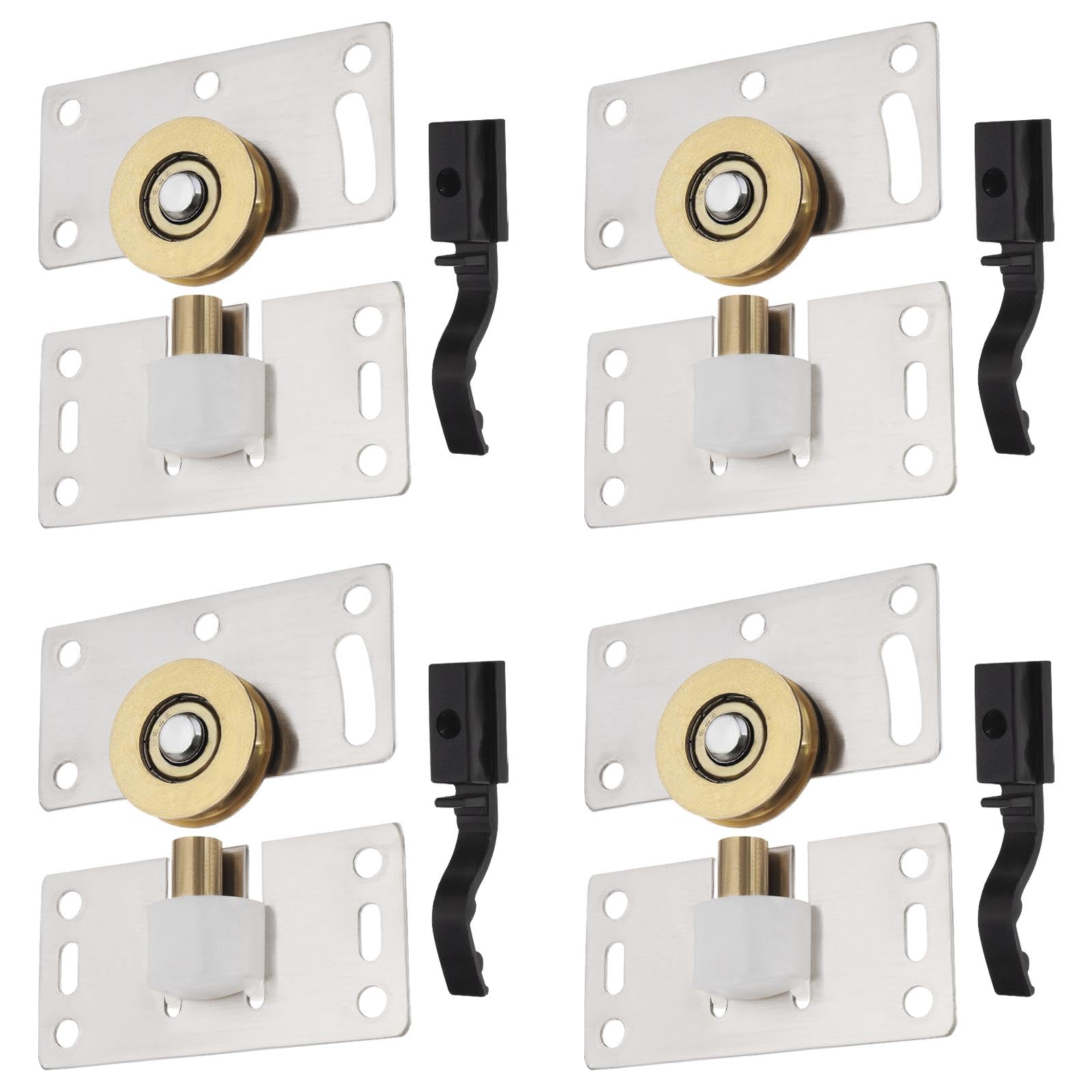 EMSea 4 Sets Sliding Door Wheels Rollers Stainless Steel Sliding Track Wheel Sliding Door Fittings for Wardrobes Cabinets Windows Furniture Hardware