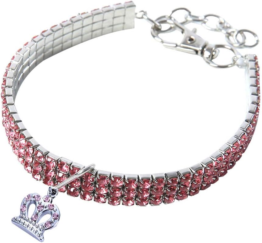 Jeeke Mini Pet Dog Collars Bling Rhinestone Chocker Collars Fancy Dog Heart Shaped Necklace Pets Collars for Boy and Girl Dogs Cats