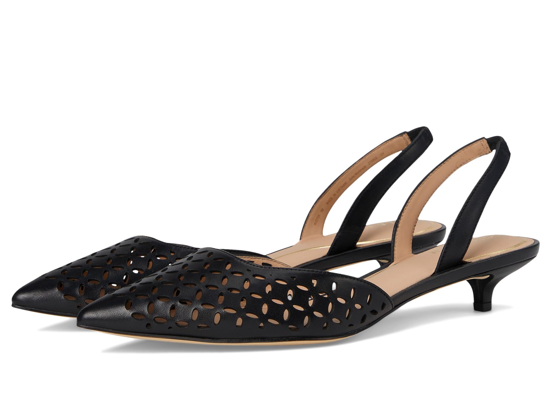Cole Haan Women’s Gilda Pumps, Black Perforated Leather, 8.5