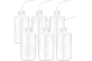 DEPEPE 6pcs 500ml Plastic Safety Wash Bottles - Lab Squeeze LDPE Squirt Tattoo Bottle With Narrow Mouth and Scale Labels (17oz x 6)