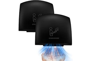 Rossesay 2 Pcs Electric Hand Dryer Commercial Compact Air Wiper Automatic Hand Air Dryer for Dry Machine Wall Business Home Household Restroom Office Mall, 110v,1200W (Black)