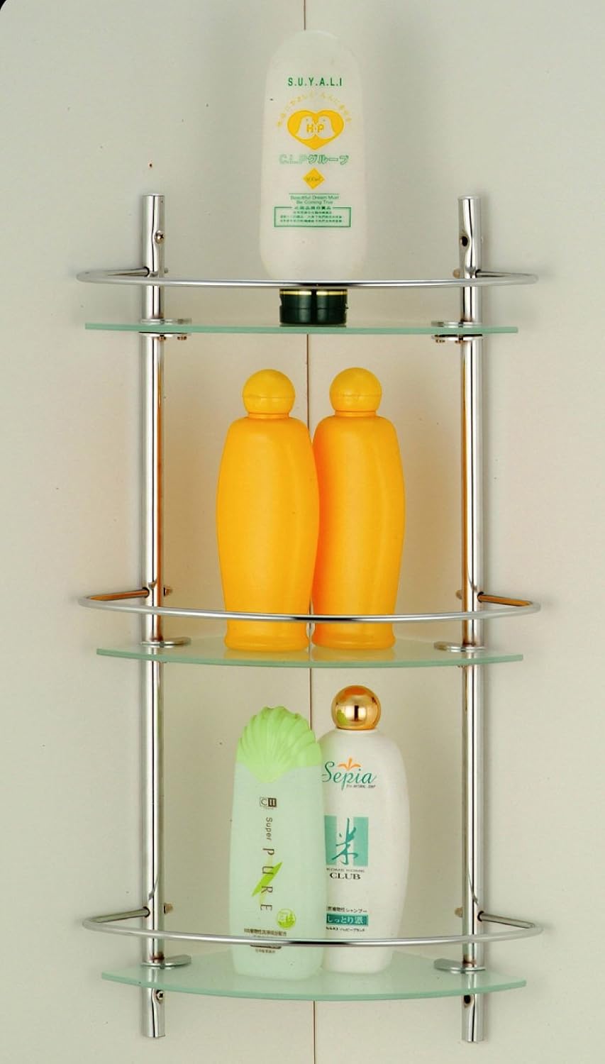 3 Tier Bathroom Glass Corner Shelving. High Quality Finish. Amazon.co