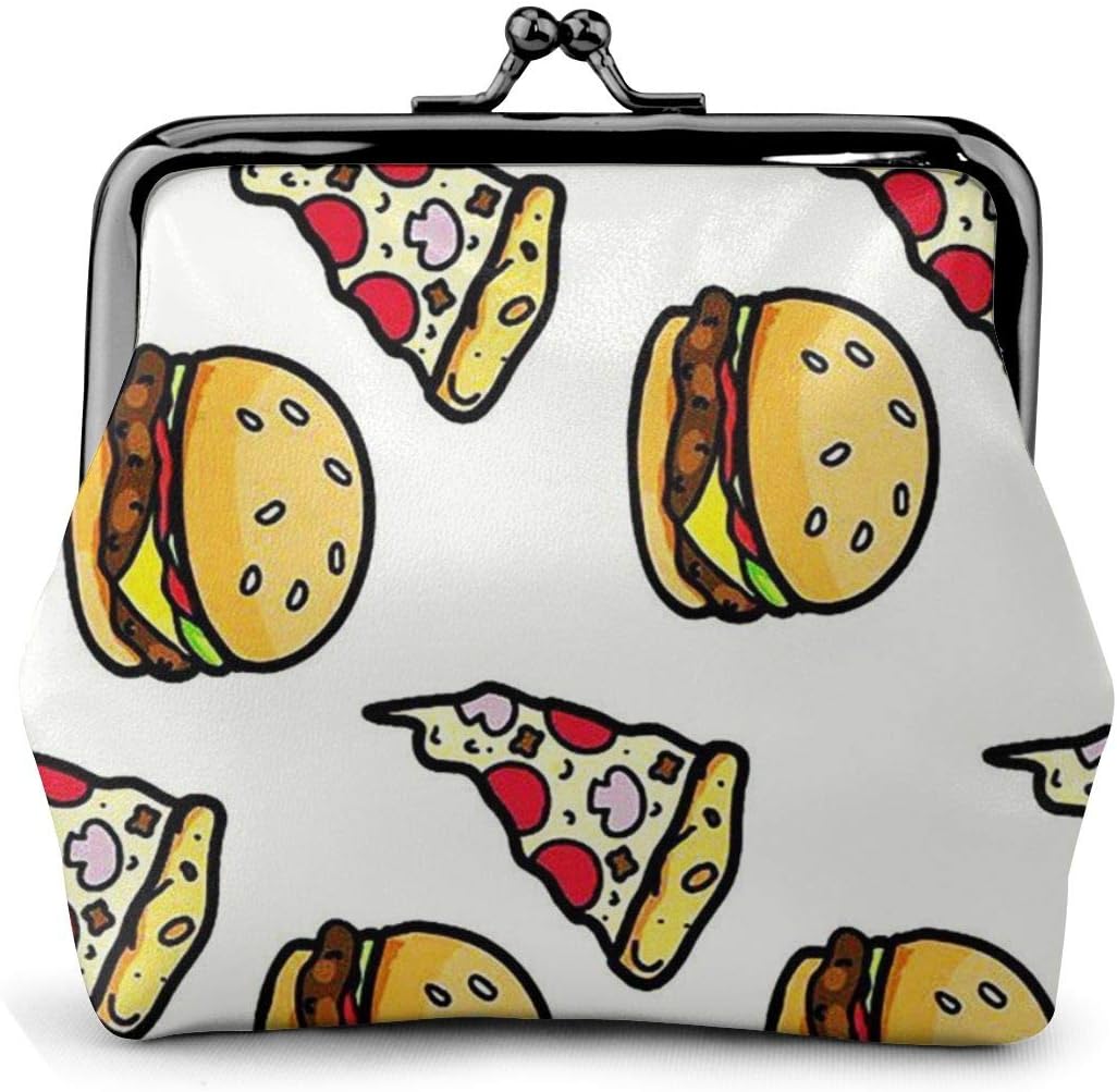 DHALKDFAKLSND Pizza with Hamburgers Womens Leather Mini Wallet Portable