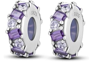 Parmuz Clip Spacer Charm for Bracelet 925 Sterling Silver Pave Cubic Zirconia Clip Lock Spacer Stopper Charm Bead Star Moon E