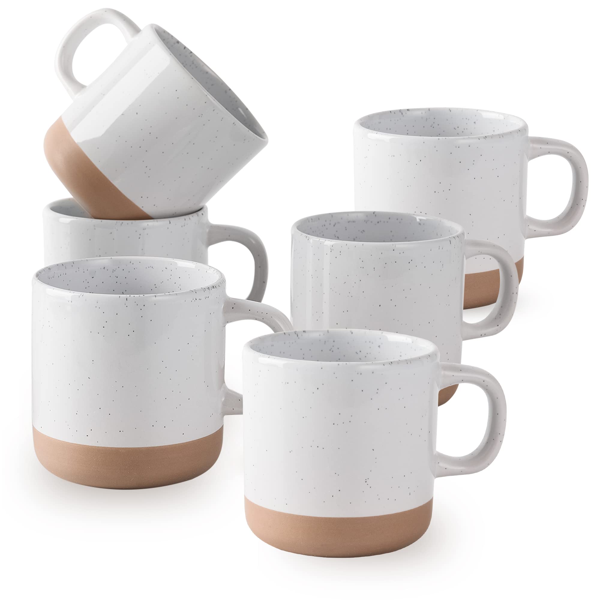 Photo 1 of BYCNZB 12 oz Coffee Mug Set for 6, Tea Cups with Handle for Coffee, Tea, Cocoa, Milk (White)