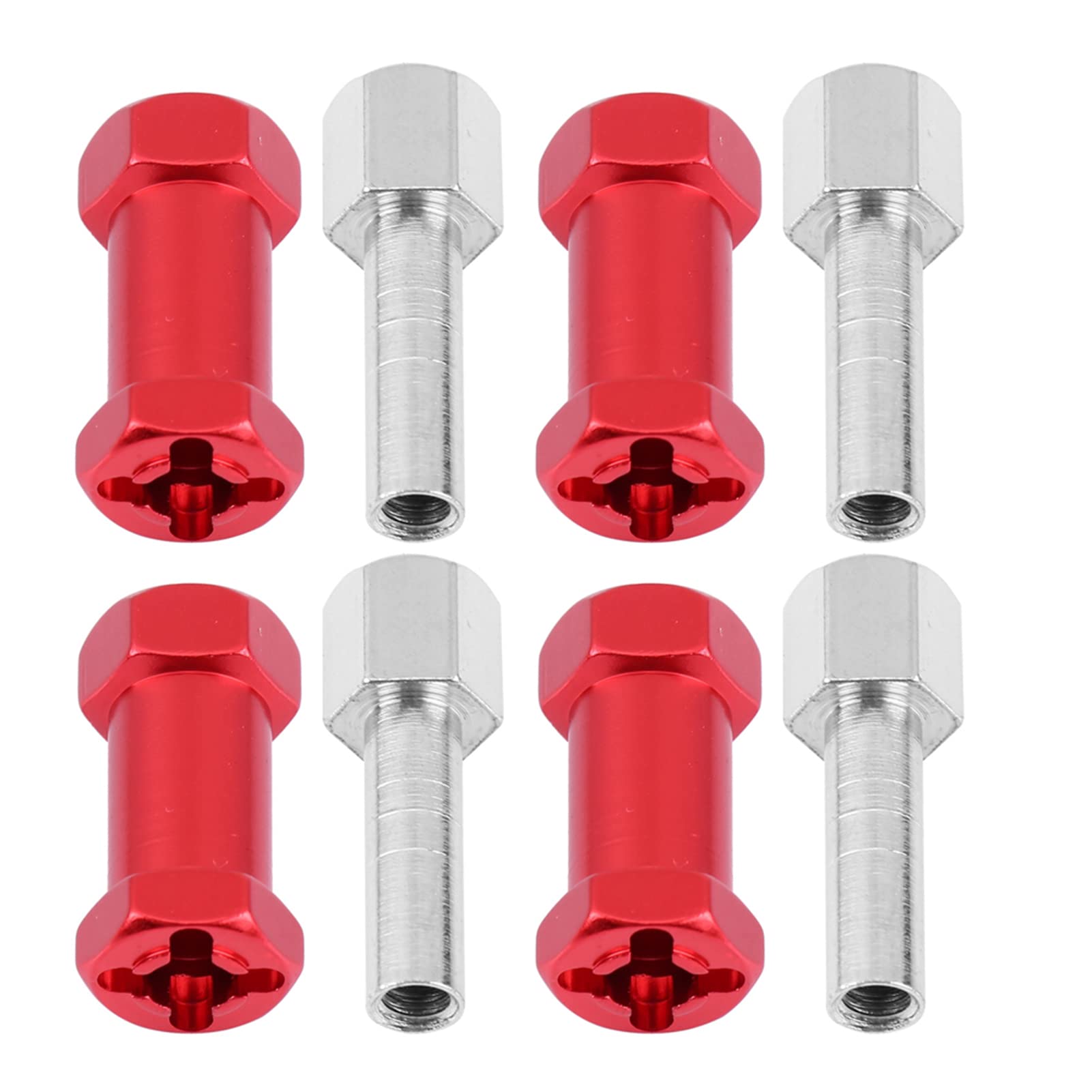 RC Car Hex Adapter, 4pcs Metal Wheel Hub Adapter for D90 AX10 CC01 SCX10 F350 Remote Control Crawler(25mm Red) Model Car Accessories