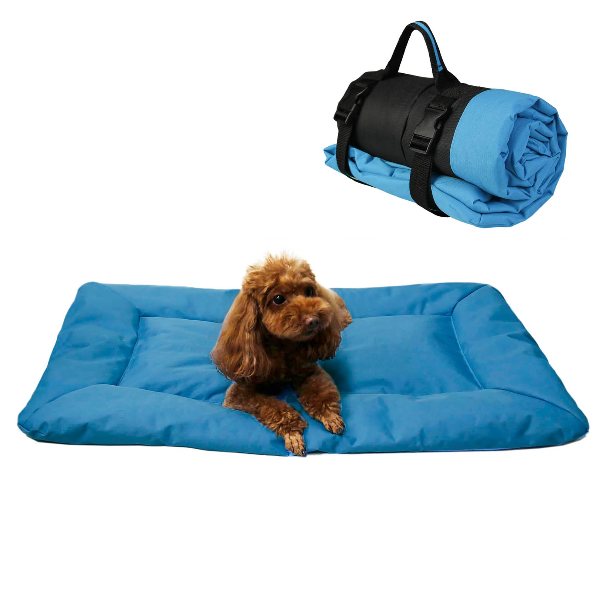 Sunydog Outdoor Dog Bed, Roll-up Travel Dog Sleeping Pad, 33x 22 In Dog Bed Mat for Medium, Small Dogs, Waterproof & Portable & Reusable Camping Travel Pet Mat (Blue)