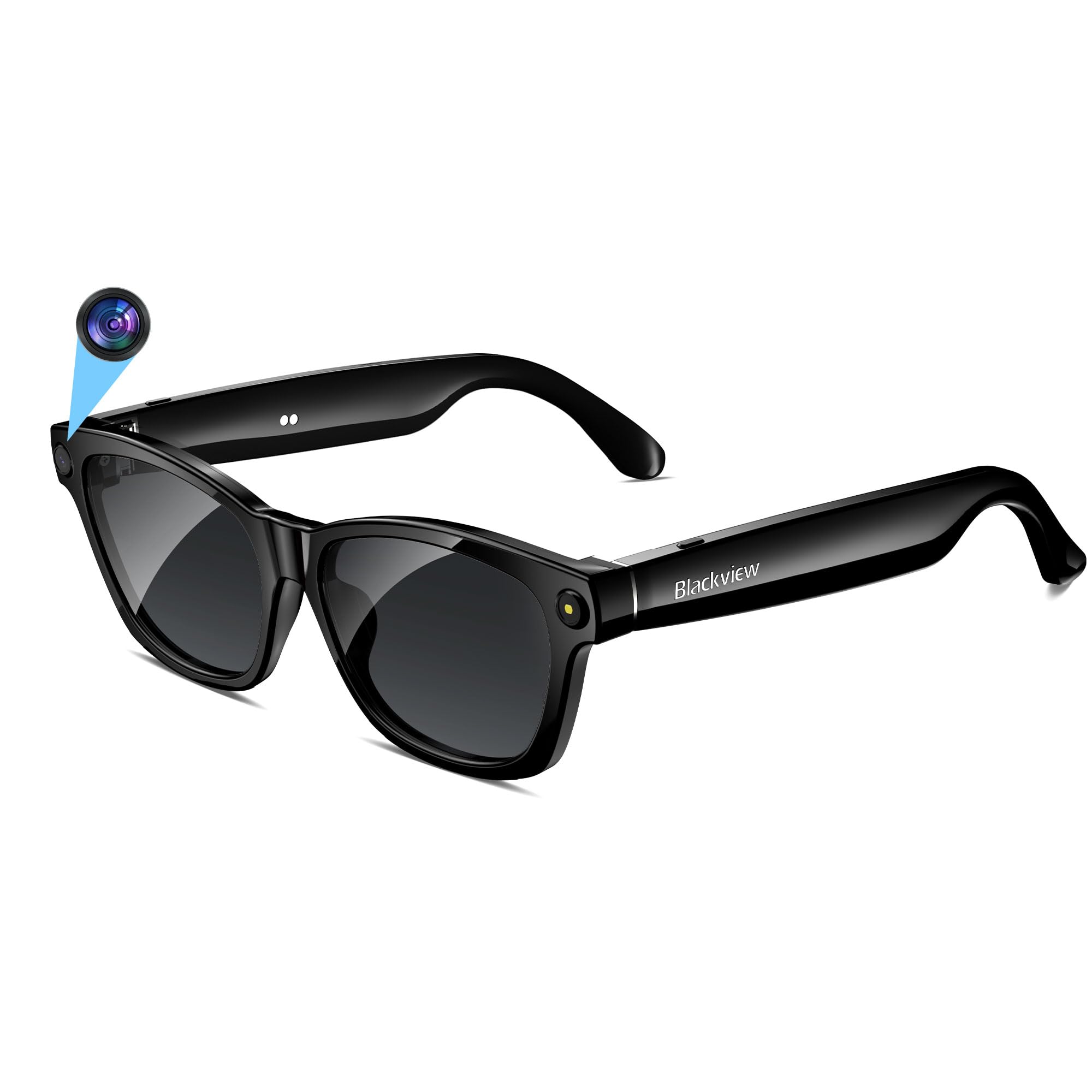 Blackview AI Smart Glasses with 12MP Camera, BT Call/Photo/4K HD Video Recording Glasses with Real-Time Translation, AI Voice Assistant, Object Recognition, Polarized Sunglasses Lenses