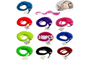 SHENGSEN 100 Pieces Fuzzy Worm Toys String Pets Fuzzy Worms On String Bulk Trick Toy Party Favors for Kid Cat (10 Colors)
