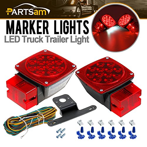 Buy Partsam 12V Square LED Trailer Lights Kit Submersible Stop Tail Turn Signal Lights for Over