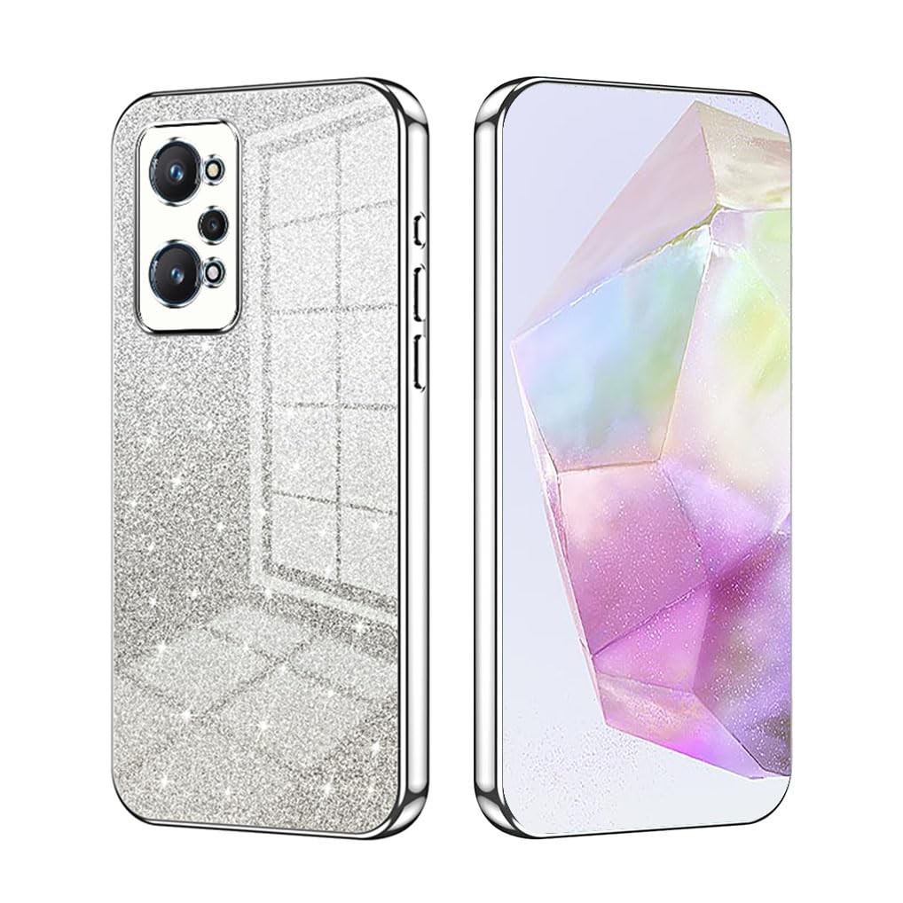 SEAHAI Case for Realme GT 2 Pro 5G (GT2 Pro), Ultra Thin Transparent Gradient Color Shining Pattern Card Plating Design Shockproof TPU Bumper Soft Silicone Fashion Cover - Silver