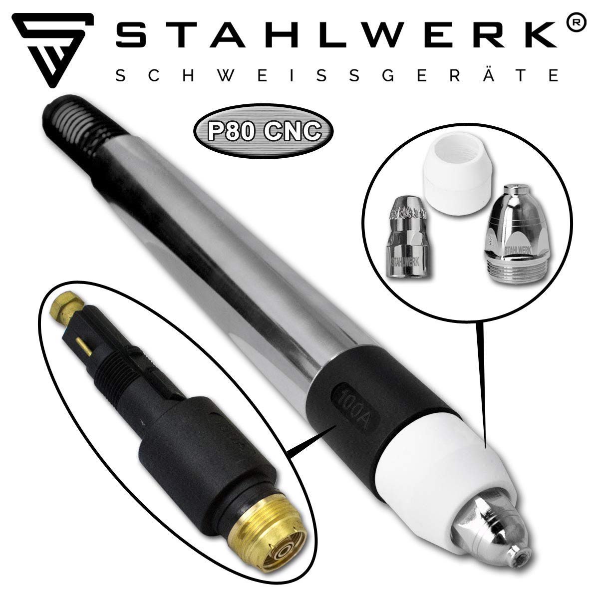 P-80 Gerader Plasmaschneidbrenner | 100A Für CUT-70/80/100/120 | Bis 40mm Schnittstärke | Kupfer & Bakelit