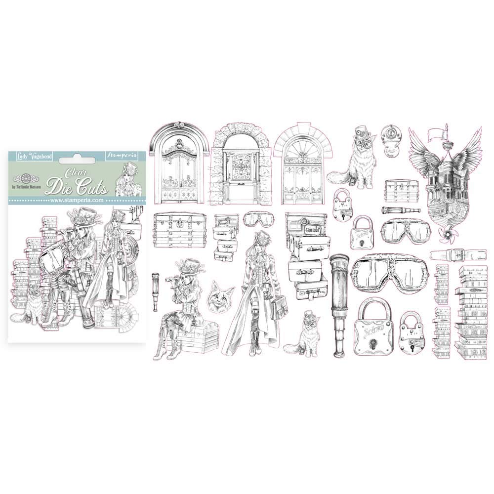 STAMPERIA INTERNATIONAL, KFT Stamperia-Clear Die cuts-Lady Vagabond, Various, 15 x 15 cm DFLDCP02