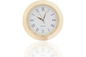WINTAIM 37 mm Mini Clock Insert – Roman Dial Quartz Movement, Fits 1 ⅜" (35 mm) Hole, Button-Battery, Replacement for Wood/Crystal Crafts
