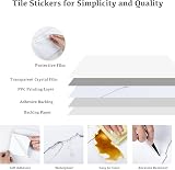 Hode Marble White Self Adhesive Tile Stickers 12 pcs 15x30 cm Glossy view 3