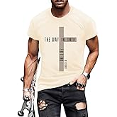 Christian Shirts for Men The Way The Truth The Life Tshirt Cross Graphic Tees Casual Crew Neck Short Sleeve Tops
