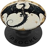 Book Dragon Librarian Mythical Creature Flame Wyvern Fantasy PopSockets Adhesive PopGrip