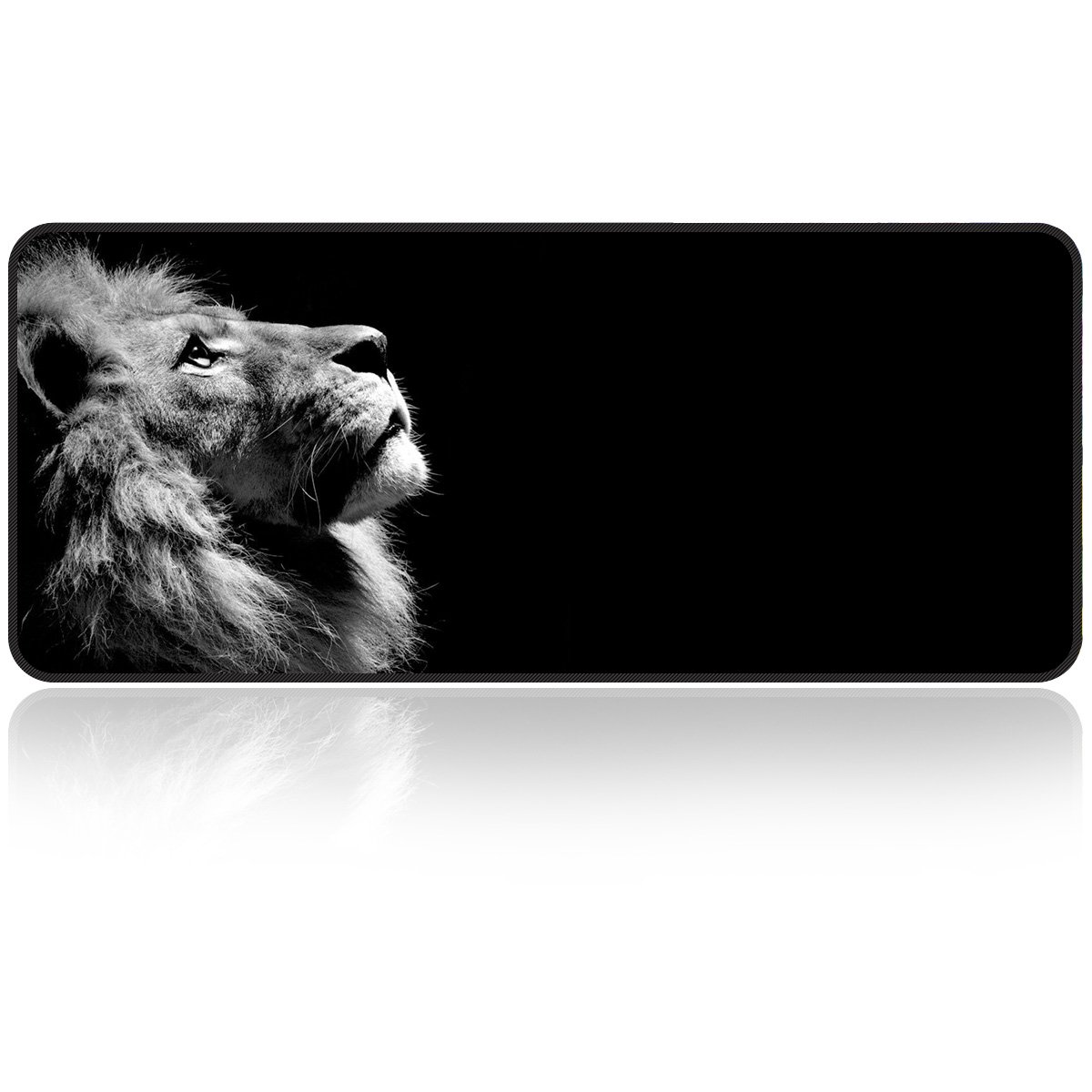 Qisan Large gaming Mouse Pad/Mat Extended Large Size Mousepad for Computer Laptop 31.5"x11.8"x0.15" Keyboard Pad Desk Pad with Anti-slip Rubber Base Rectangle Mouse Pad Mat-Black lion
