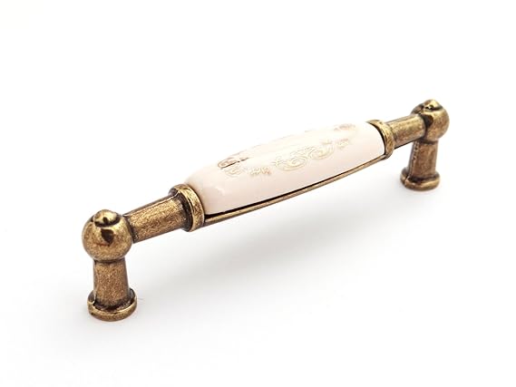 SO-TECH® Landhaus Porzellangriff Möbelgriffe Cremefarbig mit Golddekor