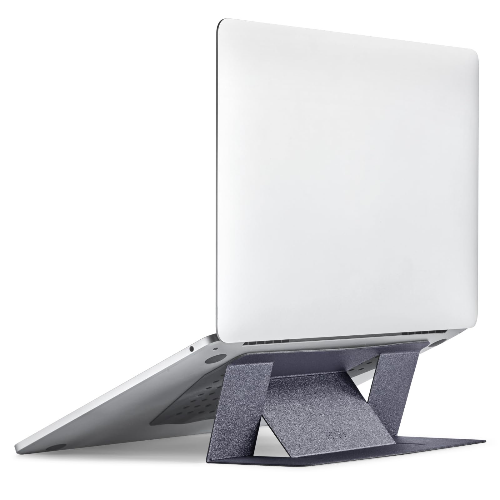 MOFT Laptop Stand for Desk, Lightweight Foldable Laptop Stand with 2 Adjustable Angles, Portable Vegan Leather Adhesive Computer Stand Compatible with MacBook 11"-16", Space Grey