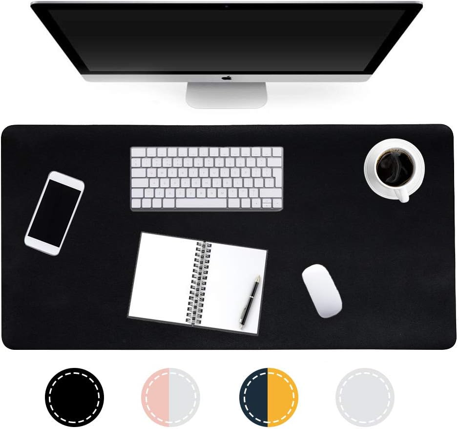 Dual-Sided Desk Pad， Office Desk Mat， Waterproof Blotter Protector， Dual Use Desk Writing Mat Mouse Pad for Office and Home（Black， 31.5”×15.7”）