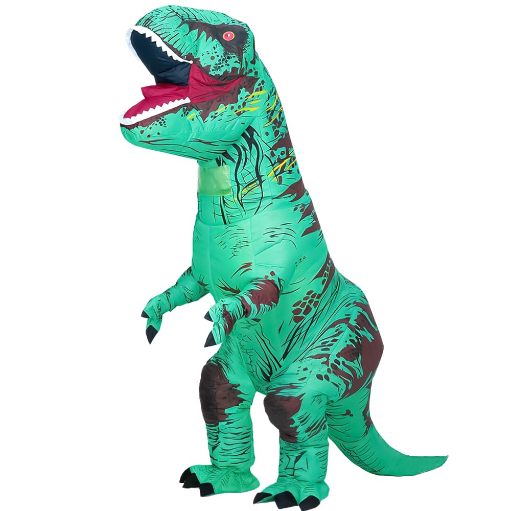 Rafalacy Inflatable Dinosaur Costume for Adult Blow up T-rex Costume Funny Dino Halloween Party Fancy Dress Outfit