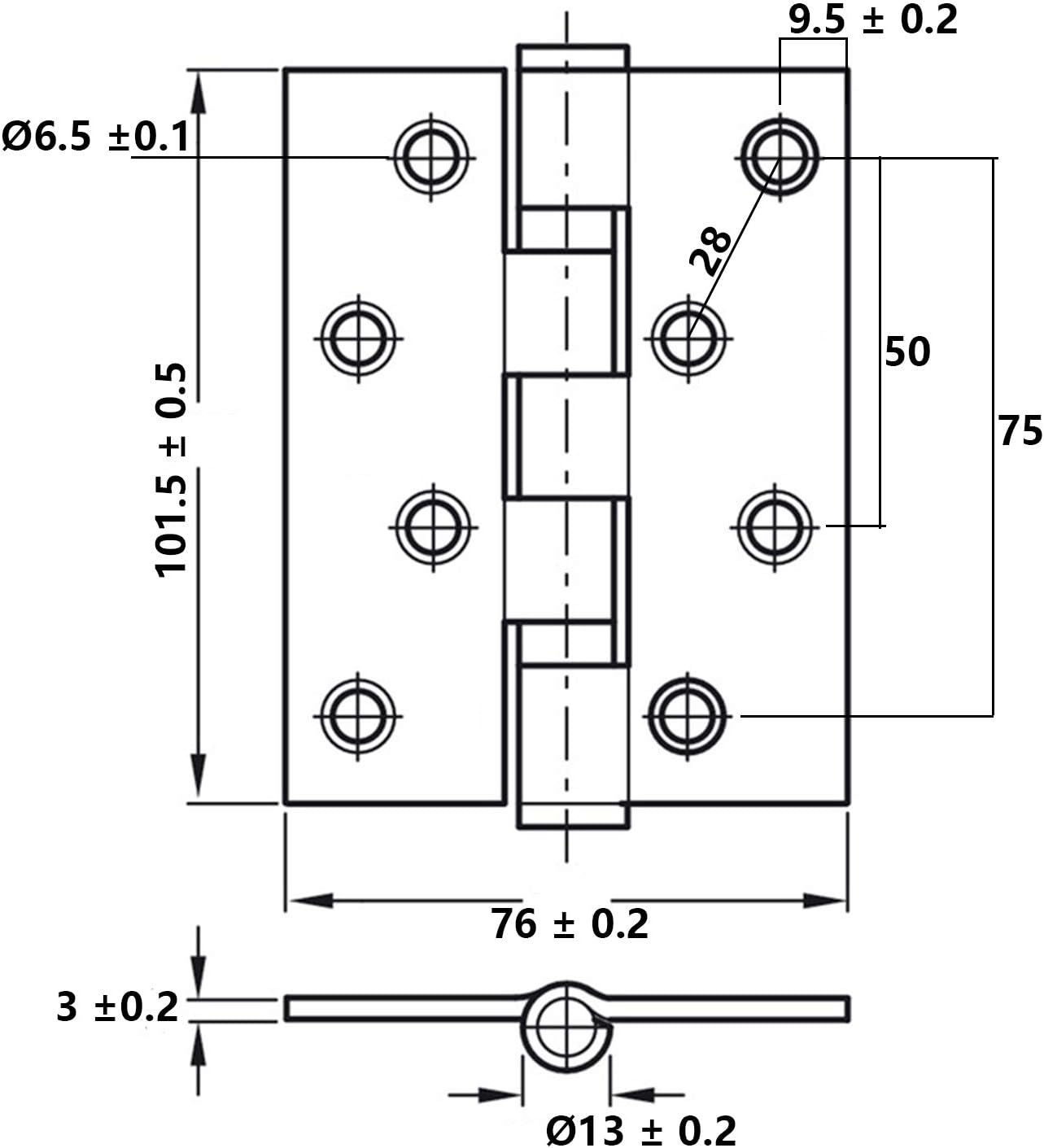 LOOTOCH Heavy Duty Door Butt Hinges 4BB Ball Bearing Stainless Steel Indoor Hinge 102 x 76mm (4 inch) Load Capability 80kg Satin(4 Pieces) - Image 3