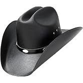 Western Express Natural Straw Cowboy Hat for Men and Women - Cattleman Style with Black Hat Band and Silver Conchos
