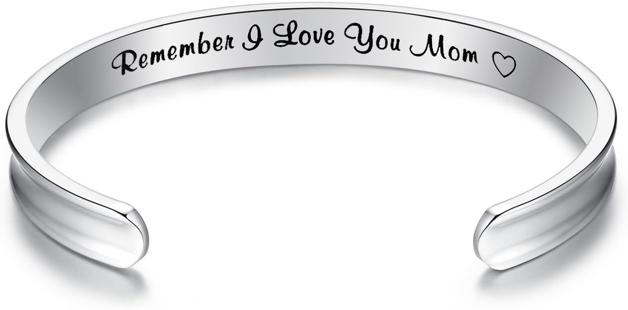Yoomarket Mom Bracelets-Remember i Love You mom Cuff Bangle Bracelets Mothers Day Birthday Gifts for Women Mother Grandma