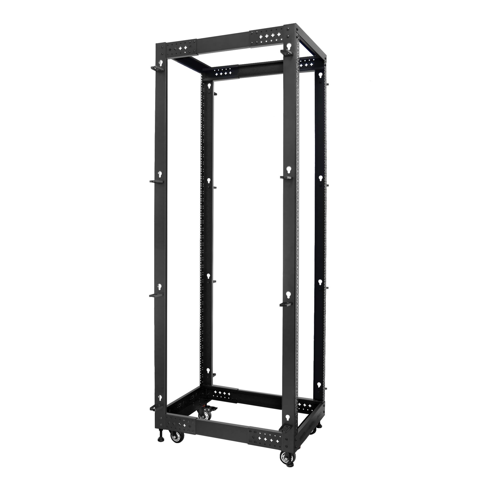 Photo 1 of RIVECO 19” Adjustable Depth 42U Server Rack 4 Post Rack with Load-Bearing Casters Support Up to 1700LBS for Networking Equipment Black