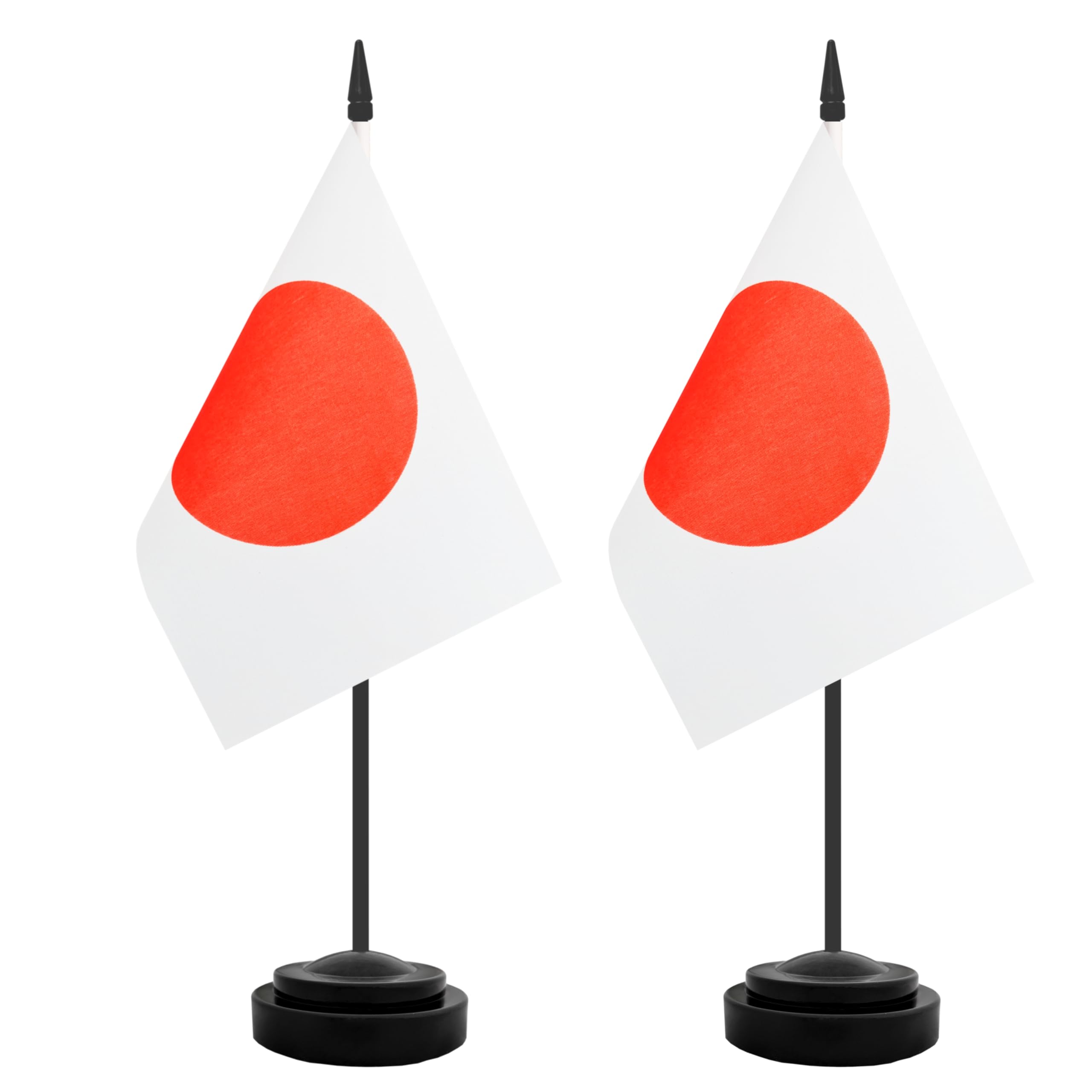 Photo 1 of 2 Pack Japan Desk Flag, Japanese Table Office Flags, Small Miniature Desktop Flag With 12" Solid Black Pole and Black Base, Classroom, Offices Meeting Desk Decoration (Japan)