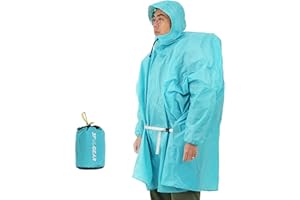 3FULGEAR Hooded Rain Ponchos for Adults, Waterproof Packable Lightweight Rain Coat Jacket for Men Women