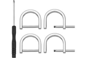 PATIKIL 3/4 Inch D-Rings Screw in Shackle, 4 Pcs Horseshoe Clasp U Shape D Rings with Screwdriver for Purse Keychain Strap Bu