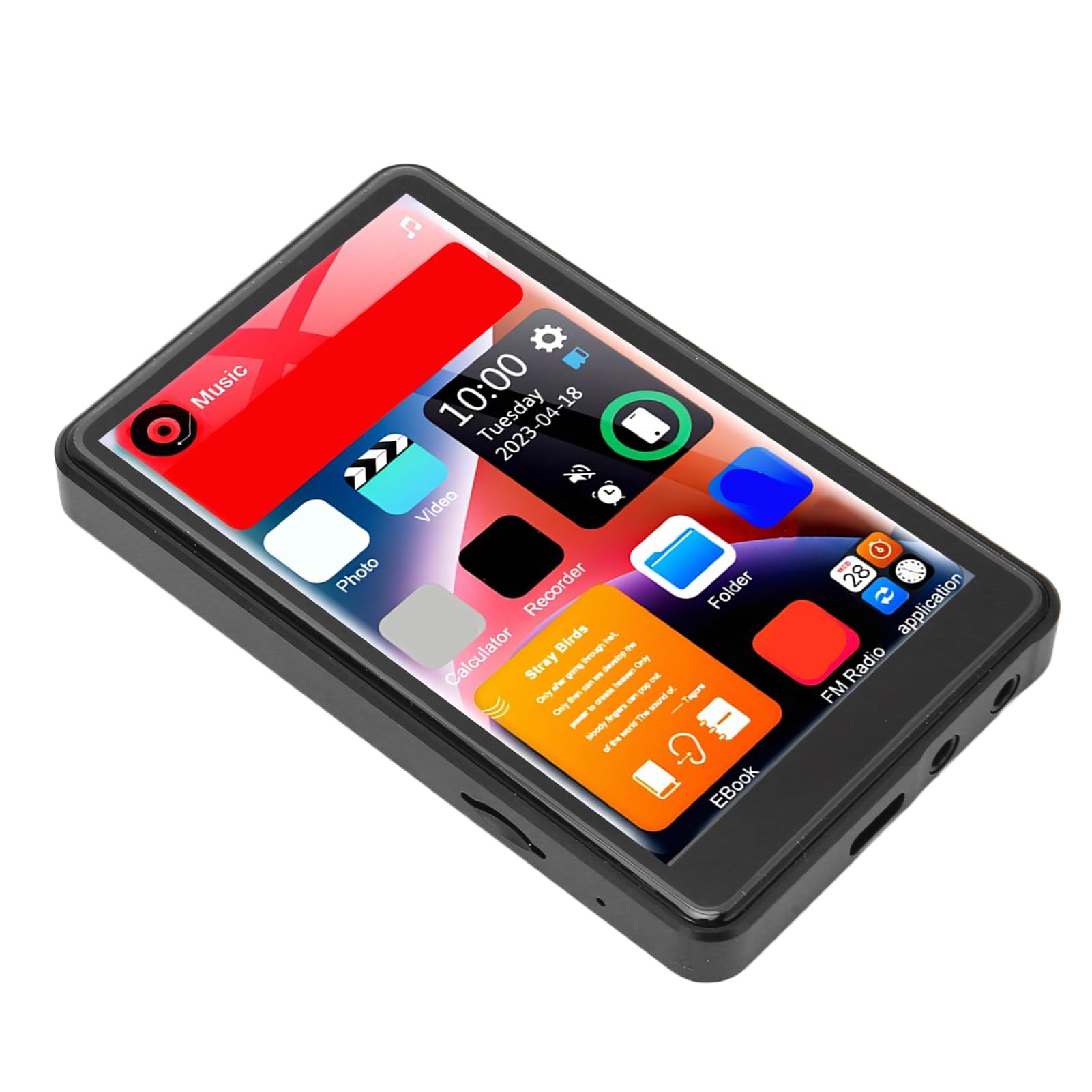 MP3 Player Bluetooth 5.0, 4in Full Touch Screen HD Music Player, 16GB Memory, Type C Fast Charging, Support Recorder Video Play Electronic Dictionary FM Radio (16GB RAM and 256GB Memory Card)