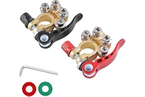 Battery Terminal Clamp Connectors, 2 Pcs 4 Way Quick Release Disconnect Car Battery Terminal for SAE/JIS Type A Posts, Compat