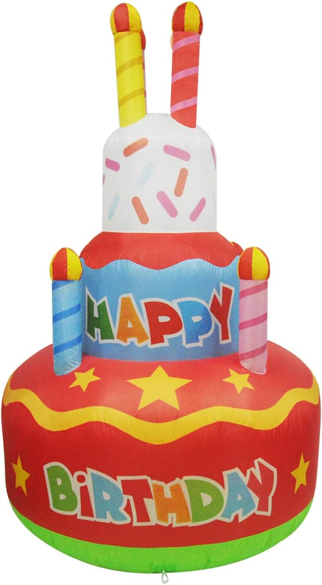 GOOSH 6.8 Ft Tall Inflatable Happy Birthday Cake with Candles Blow Up Yard Decoration, Indoor Outdoor Garden Birthday Party Decoration.: Garden & Outdoor