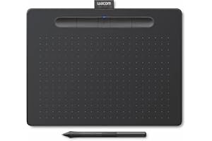 Wacom Intuos Medium Bluetooth Graphics Drawing Tablet, Portable for Teachers, Students and Creators, 4 Customizable ExpressKeys, Compatible with Chromebook Mac OS Android and Windows - Black