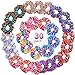 Tatuo 30 Pieces Rainbow Metallic Scrunchies for Girls Large Shiny Colorful Elastic Hair Ties and Neon Ropes for Women Hair Accessories Party Favor