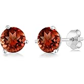 Gem Stone King 18K White Gold Gemstone Birthstone 3-Prong Stud Earrings For Women Men | Round 5MM | Fine Jewelry Gifts for Her Him Mom Dad Wife Husband