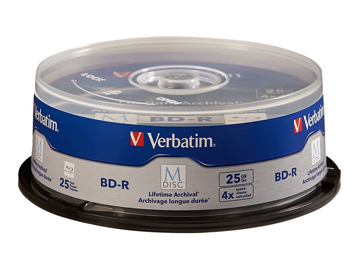 Verbatim MDisc BDR 25GB 4X with Branded Surface 25pk Spindle
